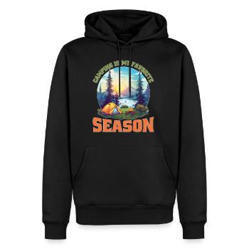 Le camping est ma saison préférée - Sweat à capuche Premium bio Homme - noir - Devant - Nico (187cm)