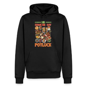 Quelqu’un a-t-il dit repas-partage - Sweat à capuche Premium bio Homme - noir - Devant - Nico (187cm)