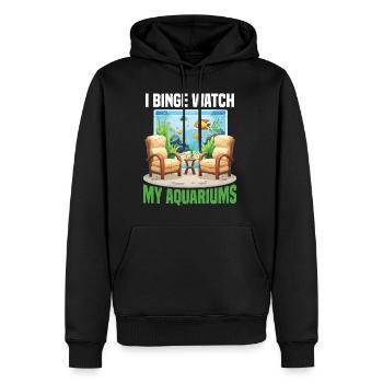 Je regarde mes aquariums en rafale - Sweat à capuche Premium bio Homme - noir - Devant - Nico (187cm)