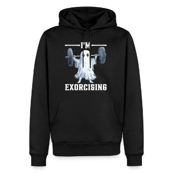 J’exorcise - Sweat à capuche Premium bio Homme - noir - Devant - Nico (187cm)