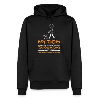 Dog Walks Me Twice Daily, Behave for Treat 3 - Männer Premium Bio Hoodie - Schwarz - Vorne - Nico (187cm)