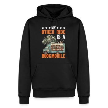 Mon autre trajet est un bibliobus 2 - Sweat à capuche Premium bio Homme - noir - Devant - Nico (187cm)