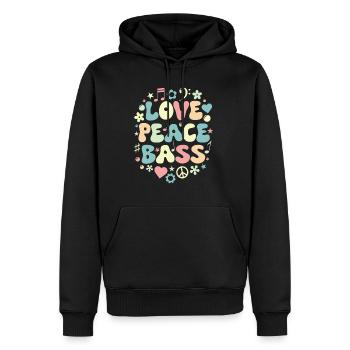 Bass Love Musiker Retro - Männer Premium Bio Hoodie - Schwarz - Vorne - Nico (187cm)