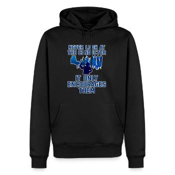 Never Look At The Conductor It Encourages Them 2 - Männer Premium Bio Hoodie - Schwarz - Vorne - Nico (187cm)