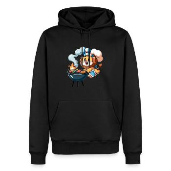 Cute BBQ Lion - Men’s Premium Organic Hoodie - black - Front - Nico (187cm)