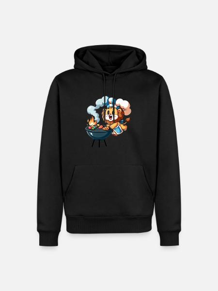 Cute BBQ Lion - Men’s Premium Organic Hoodie - black