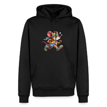 Cute Marathon Runner Mouse - Men’s Premium Organic Hoodie - black - Front - Nico (187cm)