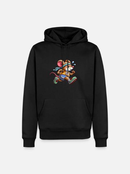 Cute Marathon Runner Mouse - Men’s Premium Organic Hoodie - black