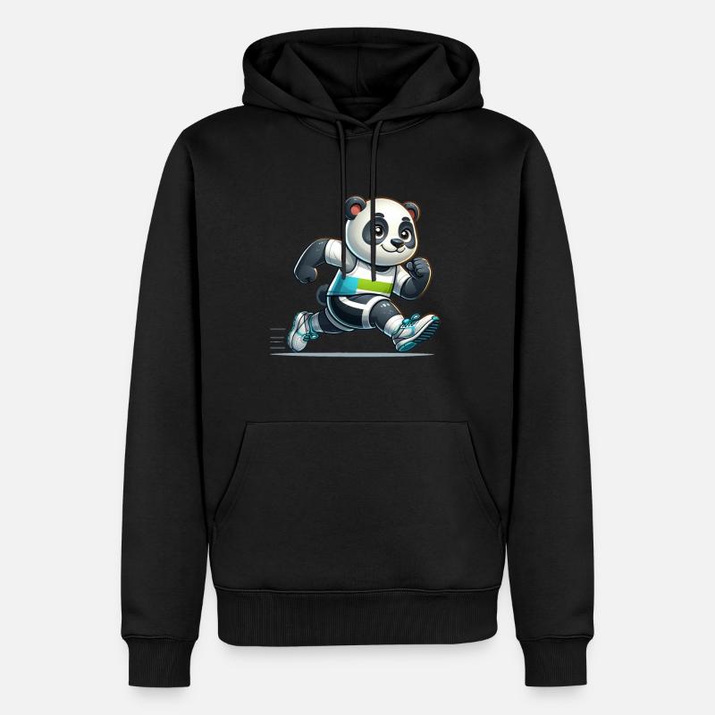 Cute Marathon Runner Panda - Männer Premium Bio Hoodie - Schwarz