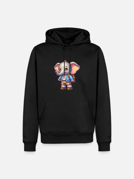 Cute Schoolboy Elephant - Men’s Premium Organic Hoodie - black