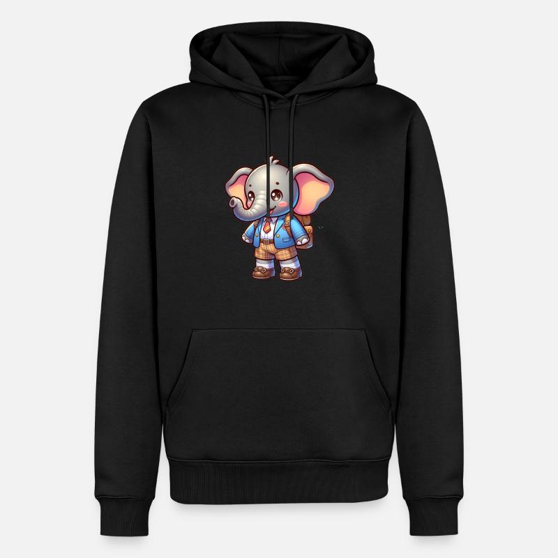 Cute Schoolboy Elephant - Männer Premium Bio Hoodie - Schwarz