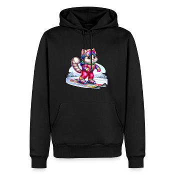 Chat skieur mignon - Sweat à capuche Premium bio Homme - noir - Devant - Nico (187cm)