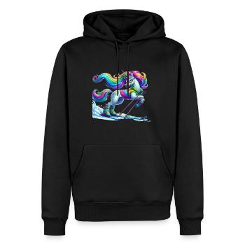 Licorne Skieur mignon - Sweat à capuche Premium bio Homme - noir - Devant - Nico (187cm)