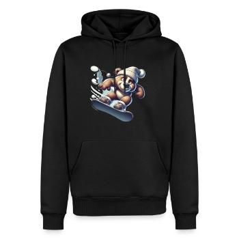 Ours snowboarder mignon - Sweat à capuche Premium bio Homme - noir - Devant - Nico (187cm)