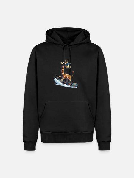 Cute Snowboarder Giraffe - Männer Premium Bio Hoodie - Schwarz