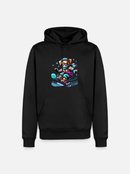 Cute Snowboarder Dog - Men’s Premium Organic Hoodie - black