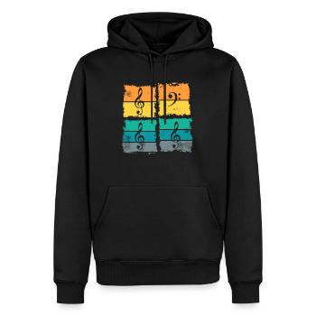 Bass Bassschlüssel Musiker Bassist Retro Vintage - Männer Premium Bio Hoodie - Schwarz - Vorne - Nico (187cm)
