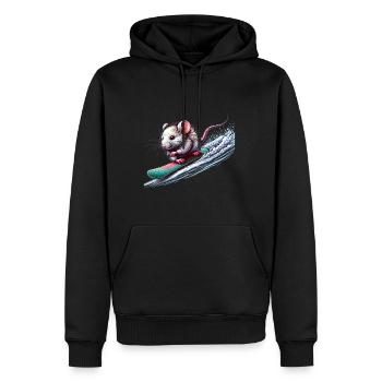 Souris snowboarder mignonne - Sweat à capuche Premium bio Homme - noir - Devant - Nico (187cm)