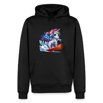 Licorne Snowboarder mignonne - Sweat à capuche Premium bio Homme - noir - Devant - Nico (187cm)