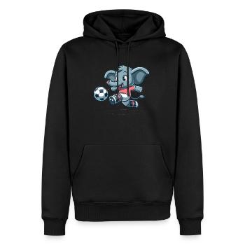 Cute Soccer Player Elephant - Men’s Premium Organic Hoodie - black - Front - Nico (187cm)