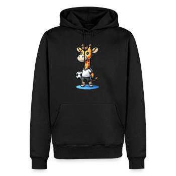 Mignon joueur de football girafe - Sweat à capuche Premium bio Homme - noir - Devant - Nico (187cm)