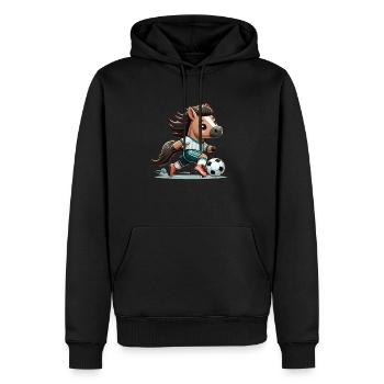 Cute Soccer Player Horse - Männer Premium Bio Hoodie - Schwarz - Vorne - Nico (187cm)