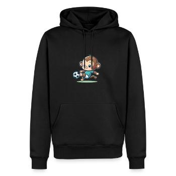 Mignon joueur de football singe - Sweat à capuche Premium bio Homme - noir - Devant - Nico (187cm)