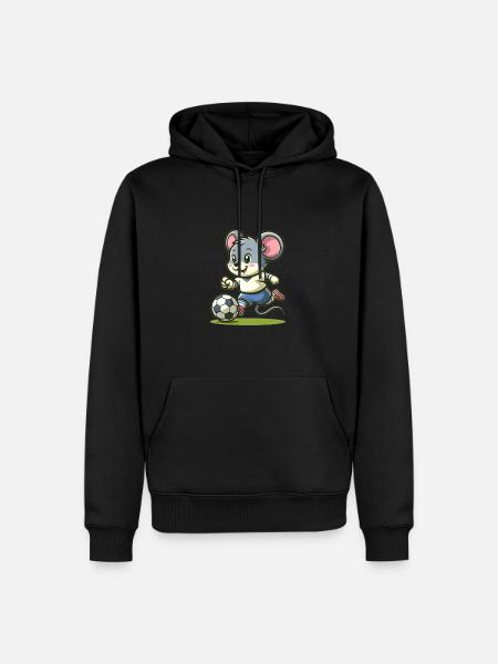 Cute Soccer Player Mouse - Men’s Premium Organic Hoodie - black