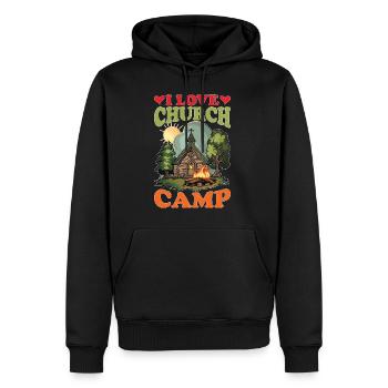 Jeg elsker Church Camp - Herre Premium økologisk hoodie - sort - Foran - Nico (187cm)