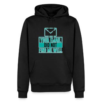 Votre email ne m’a pas trouvé bien 8 - Sweat à capuche Premium bio Homme - noir - Devant - Nico (187cm)
