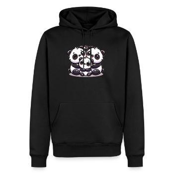 Famille Panda Mère et Père Avec Un Enfant - Sweat à capuche Premium bio Homme - noir - Devant - Nico (187cm)