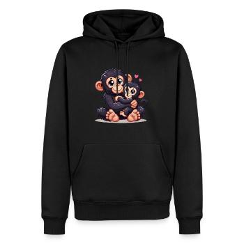 Parent chimpanzé aimant avec enfant - Sweat à capuche Premium bio Homme - noir - Devant - Nico (187cm)