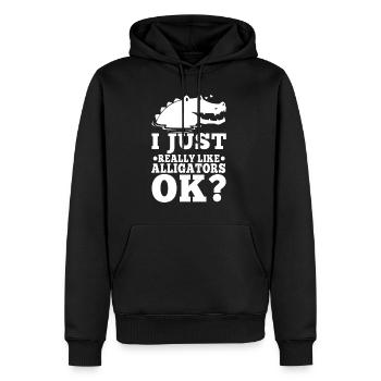 I just really like alligators - Männer Premium Bio Hoodie - Schwarz - Vorne - Nico (187cm)