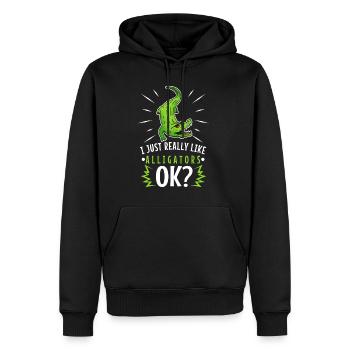 I just really like alligators - Männer Premium Bio Hoodie - Schwarz - Vorne - Nico (187cm)