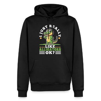 I just really like alligators - Männer Premium Bio Hoodie - Schwarz - Vorne - Nico (187cm)
