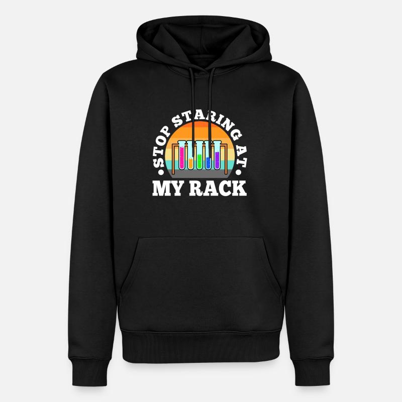 Stop Staring At My Rack - Männer Premium Bio Hoodie - Schwarz