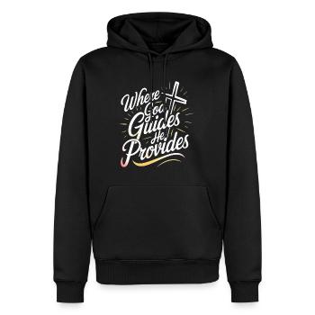 Where God Guides He Provides 5 - Männer Premium Bio Hoodie - Schwarz - Vorne - Nico (187cm)