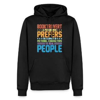 Booktrovert Definition Description 30 - Männer Premium Bio Hoodie - Schwarz - Vorne - Nico (187cm)
