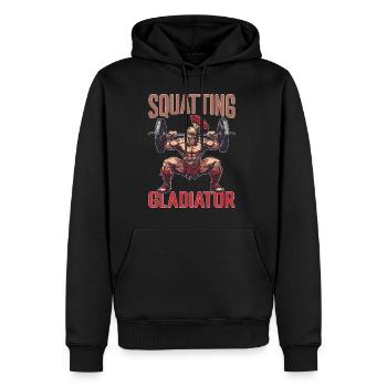 Squatting Gladiator 8 - Männer Premium Bio Hoodie - Schwarz - Vorne - Nico (187cm)