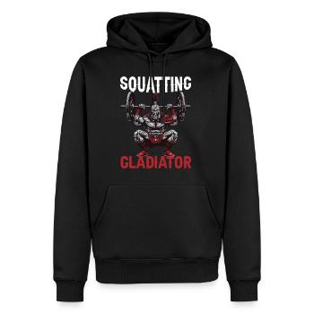 Squatting Gladiator 9 - Männer Premium Bio Hoodie - Schwarz - Vorne - Nico (187cm)