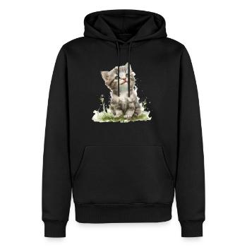 Cute Baby Cat Watercolor - Männer Premium Bio Hoodie - Schwarz - Vorne - Nico (187cm)