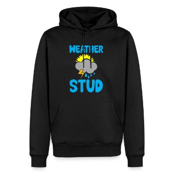 Weather Stud 2 - Männer Premium Bio Hoodie - Schwarz - Vorne - Nico (187cm)