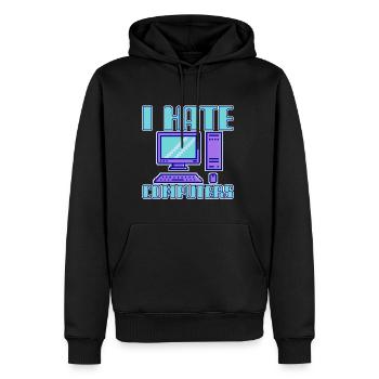 I Hate Computers 4 - Männer Premium Bio Hoodie - Schwarz - Vorne - Nico (187cm)