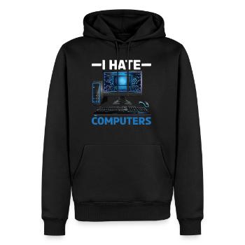 I Hate Computers - Männer Premium Bio Hoodie - Schwarz - Vorne - Nico (187cm)