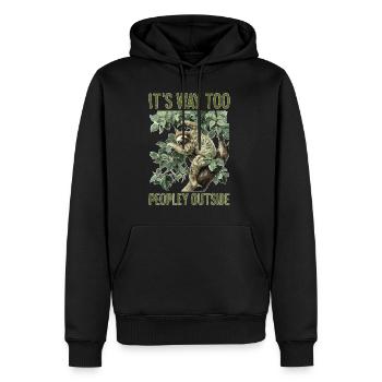 It's Way Too Peopley Outside - Männer Premium Bio Hoodie - Schwarz - Vorne - Nico (187cm)