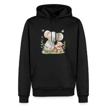 Cute Elephant And Bear Friends - Männer Premium Bio Hoodie - Schwarz - Vorne - Nico (187cm)
