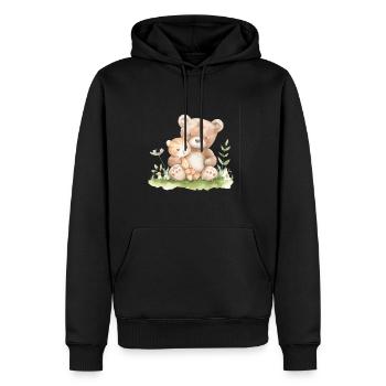 Cute Bear And Cat Friends - Männer Premium Bio Hoodie - Schwarz - Vorne - Nico (187cm)