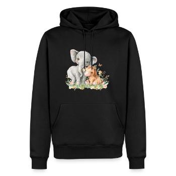 Cute Elephant And Horse Friends - Männer Premium Bio Hoodie - Schwarz - Vorne - Nico (187cm)