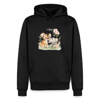 Cute Tiger And Elephant Friends - Männer Premium Bio Hoodie - Schwarz - Vorne - Nico (187cm)