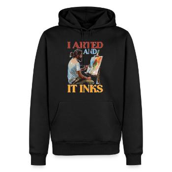 I Arted And It Inks - Männer Premium Bio Hoodie - Schwarz - Vorne - Nico (187cm)